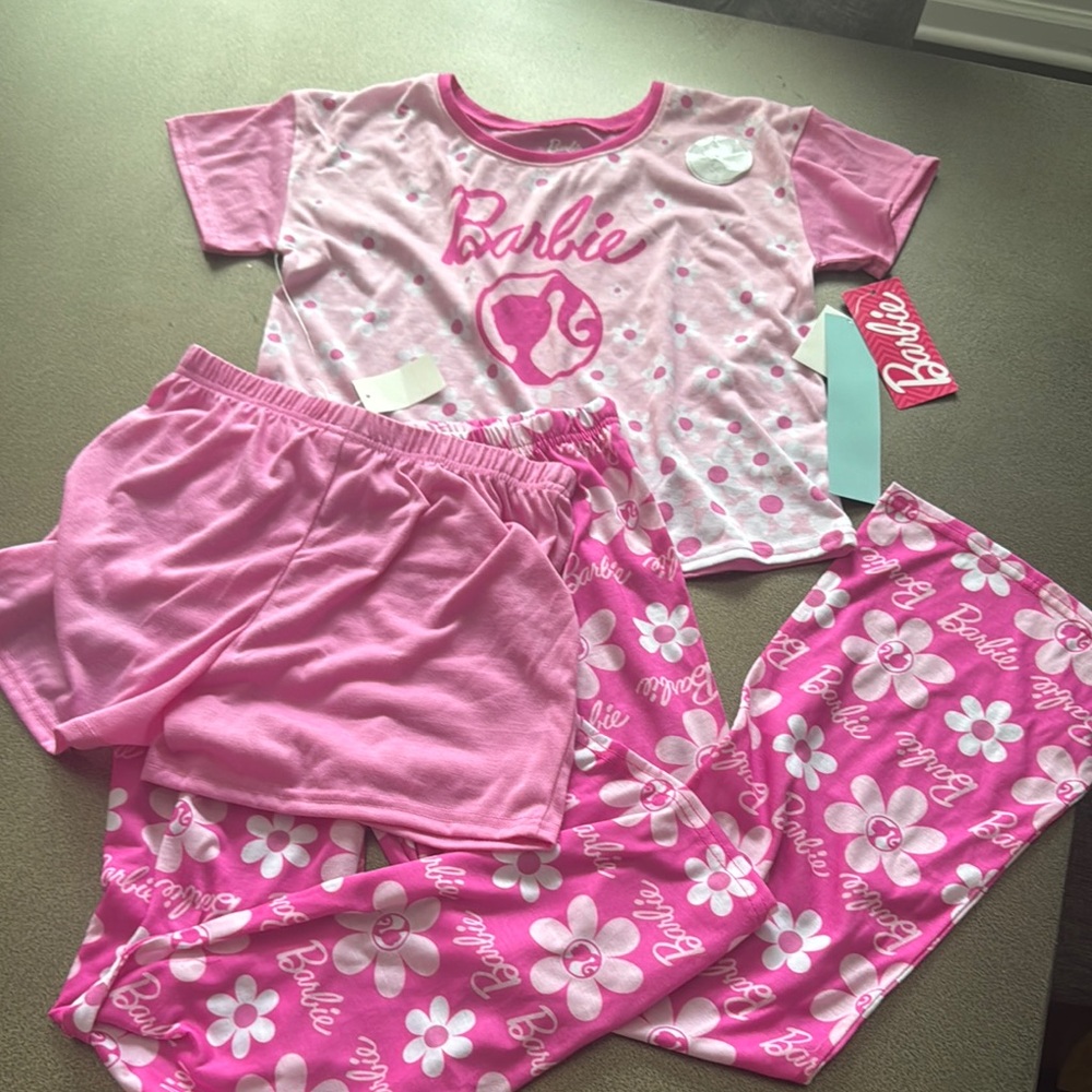 Barbie Pink Pajama Set with Floral Accents